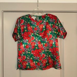 Vintage 100% silk floral top
